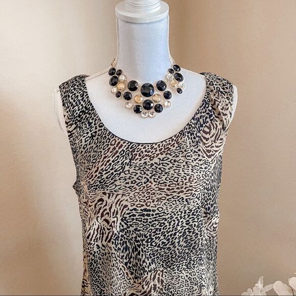 Studio I Vintage Animal Print Sleeveless Round Neck Shift Maxi Dress SZ 16W EUC - Picture 8 of 14